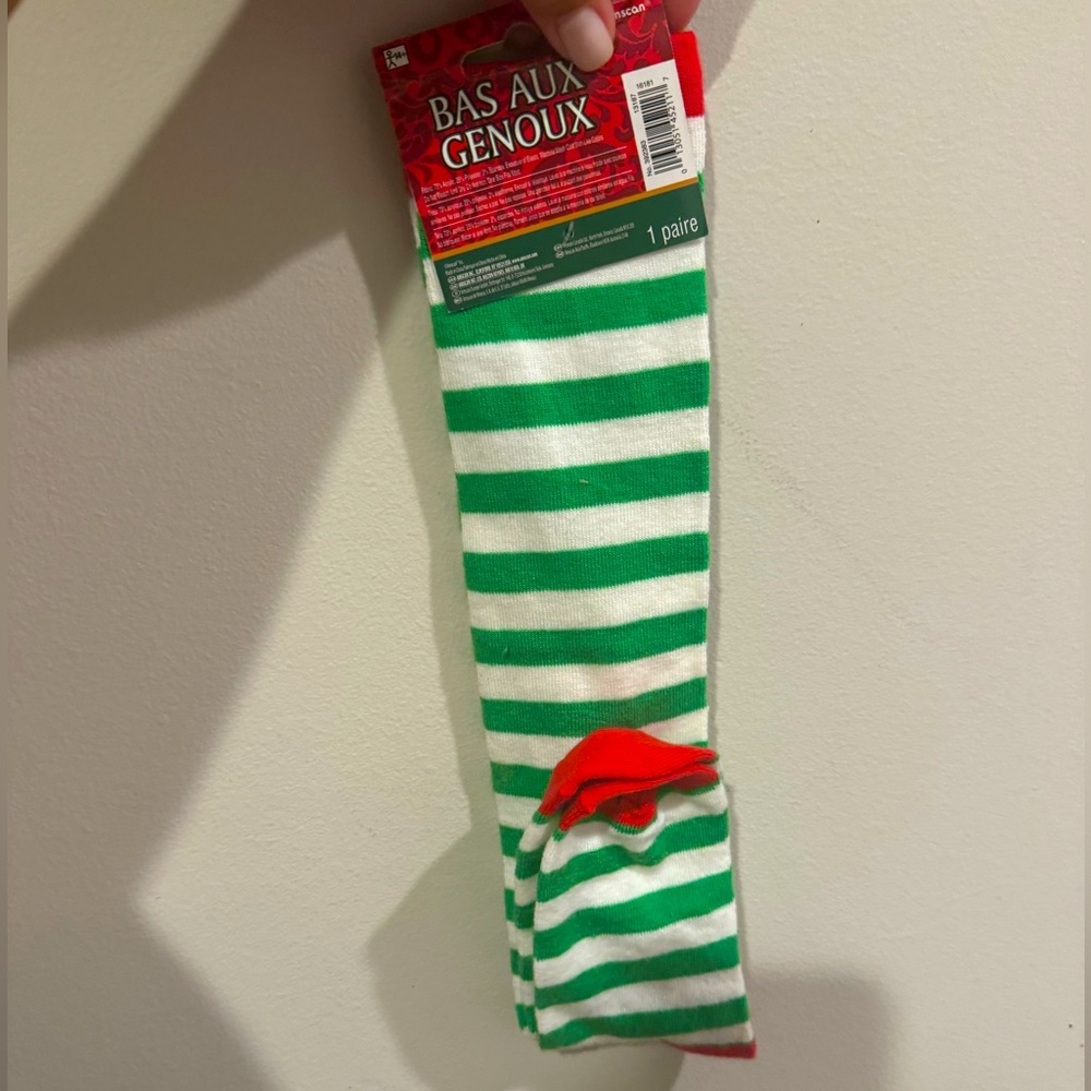 New with tags red and green Christmas knee socks